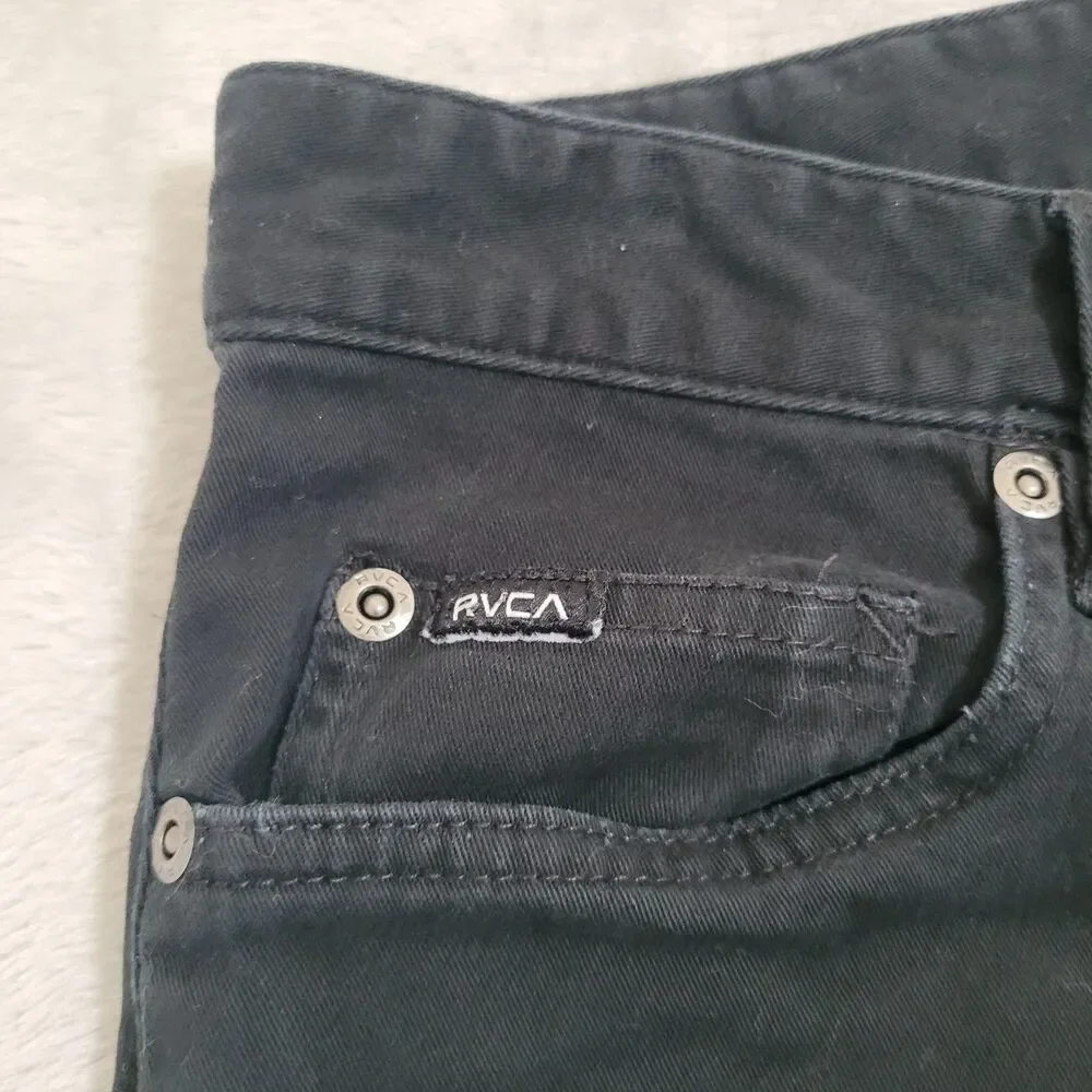 RVCA Daggers Fit Jeans Mens 32x32 Black Slim Straight Zip Fly Stretch Denim - Picture 3 of 12